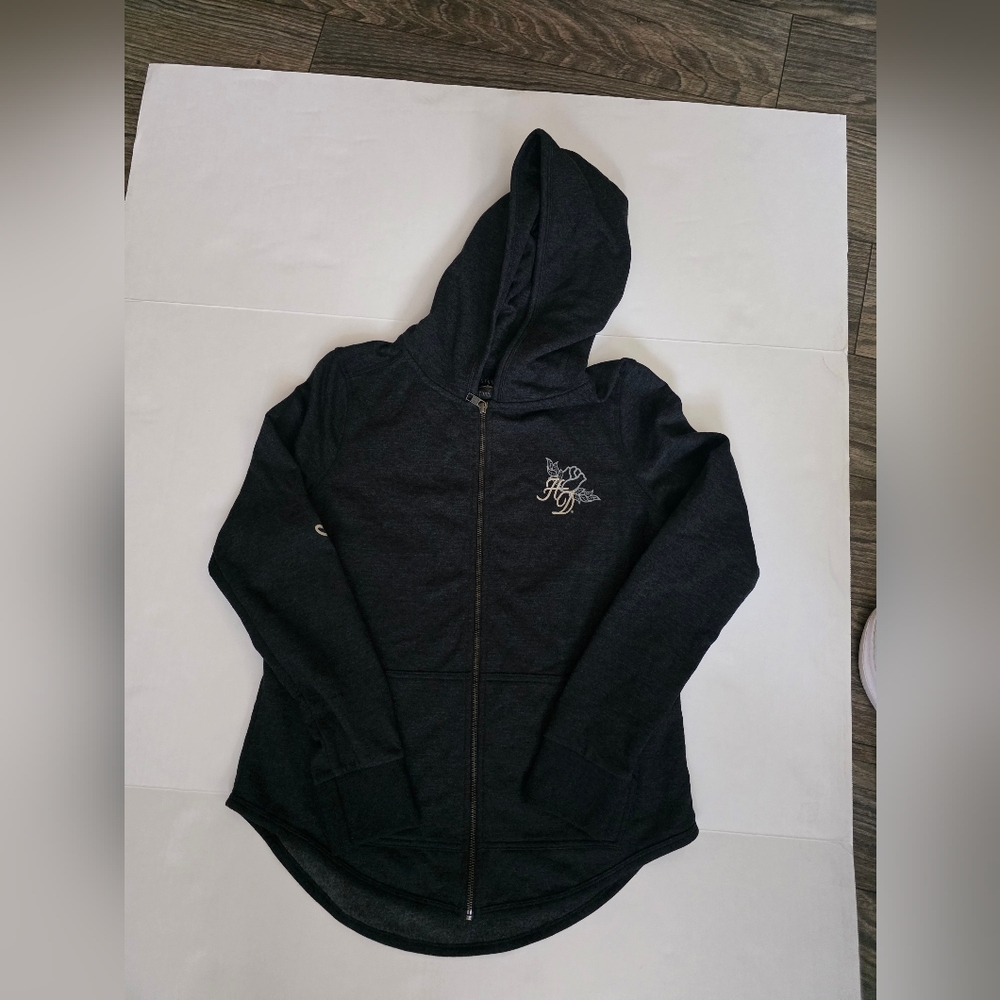 Harley Davidson Women's Black Zip-Up Hoodie with Embroidered Design Size M. Used